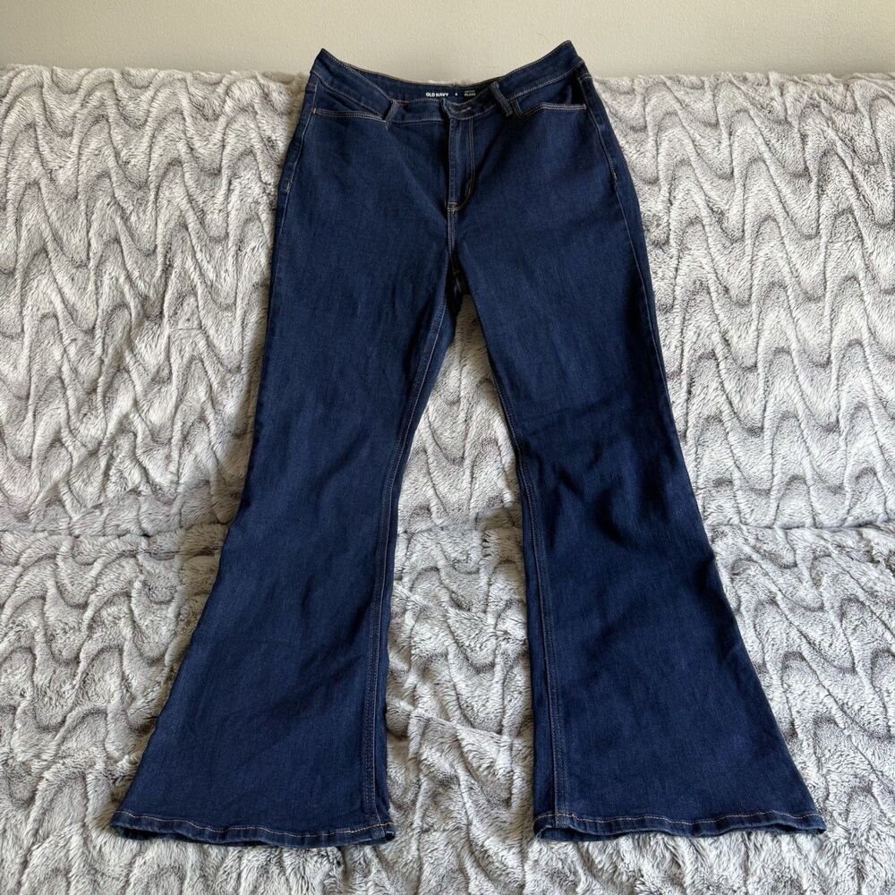 Old Navy Women's Size 8 High-Rise Wow Flare Denim Jeans Stretch Cotton Blend